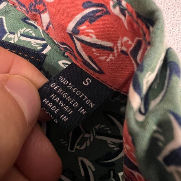 Reyn Spooner Shirt Mens Small Green Geometric Anchor Nautical Beach Casual - Picture 6 of 8